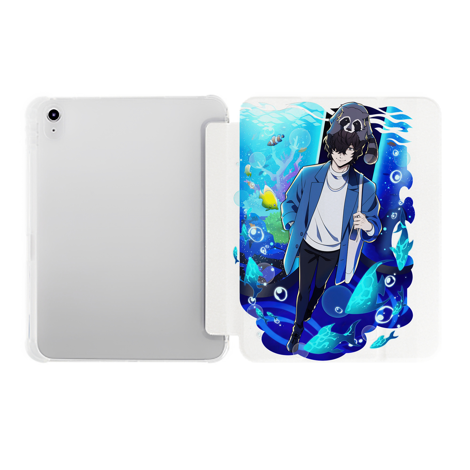 （画像用） 文豪ストレイドッグス Bungo Stray Dogs IPad ケース ペン収納付き 三つ折りスタンド PUレザー×シリコン 対応機種9.5/10.5/10.9インチ